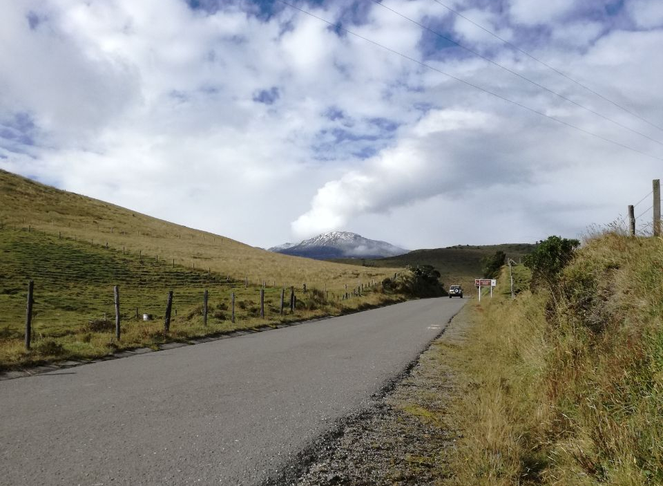 Fig 1. Majestic Nevado del Ruiz during a recent period of ash and gas emission in April 2019.